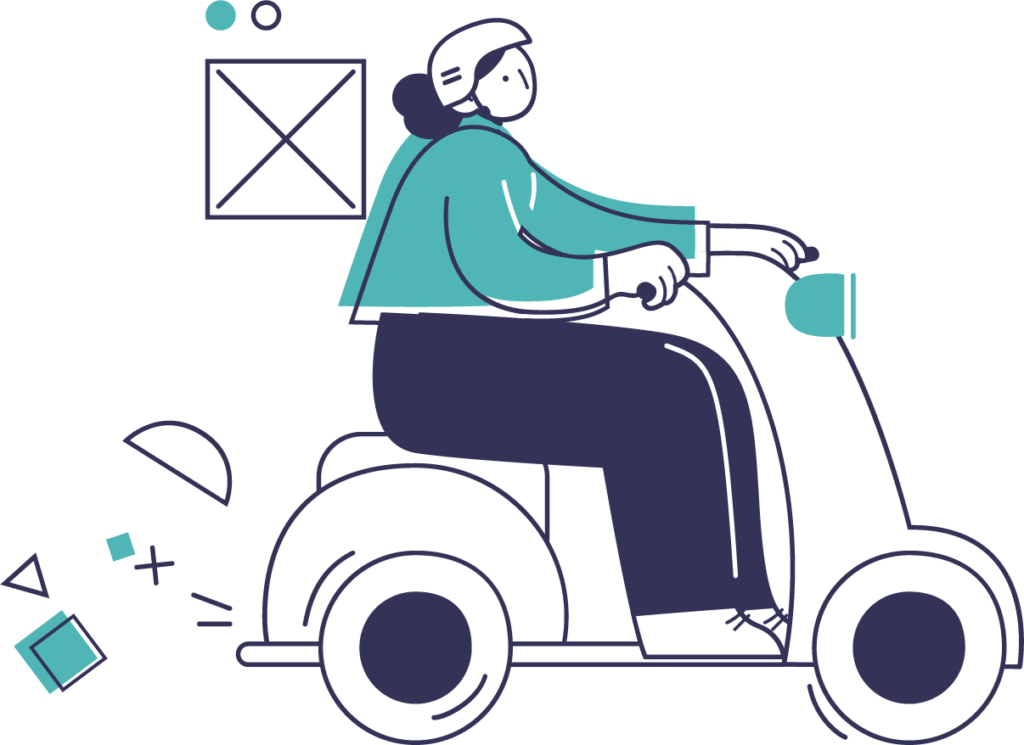 une femme sur un moto